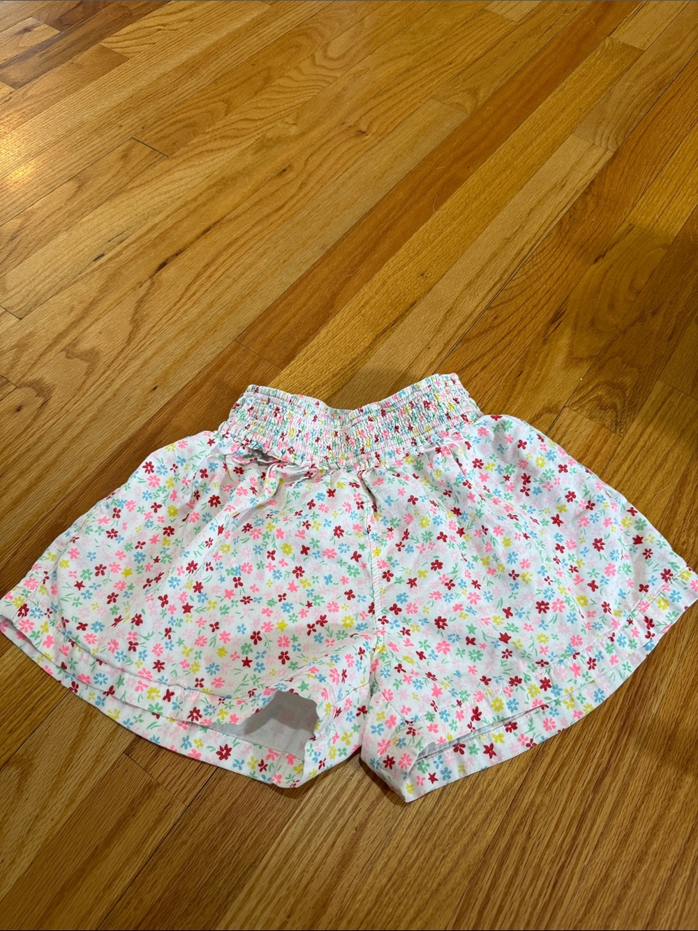 Crewcuts White Floral Elastic Waist Shorts with Pastel Blooms